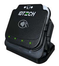 ID TECH VP3350 stand with reader, angled view