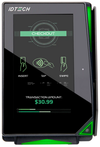 ID TECH VP6825 unattended payment terminal with touchscreen, front view