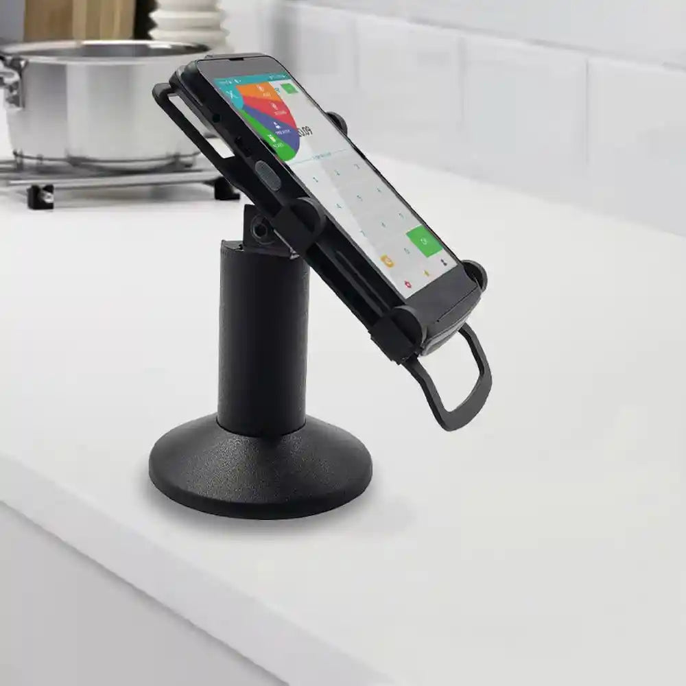 Dejavoo P5 wireless Android payment terminal on stand with touchscreen interface