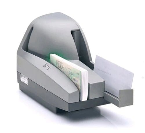 Check scanner with paper feed