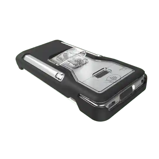 Durable black case with barcode scanner attachment