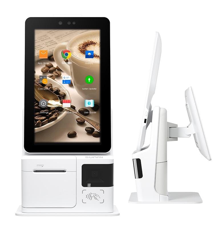 Sunmi K2 Mini Kiosk side view with touchscreen display