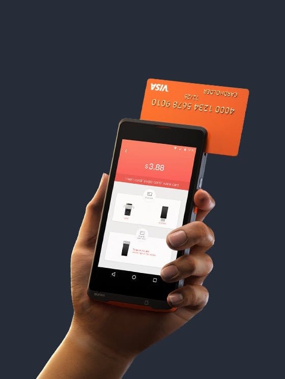 Sunmi P2 Mini Scanner scanning QR code with smartphone